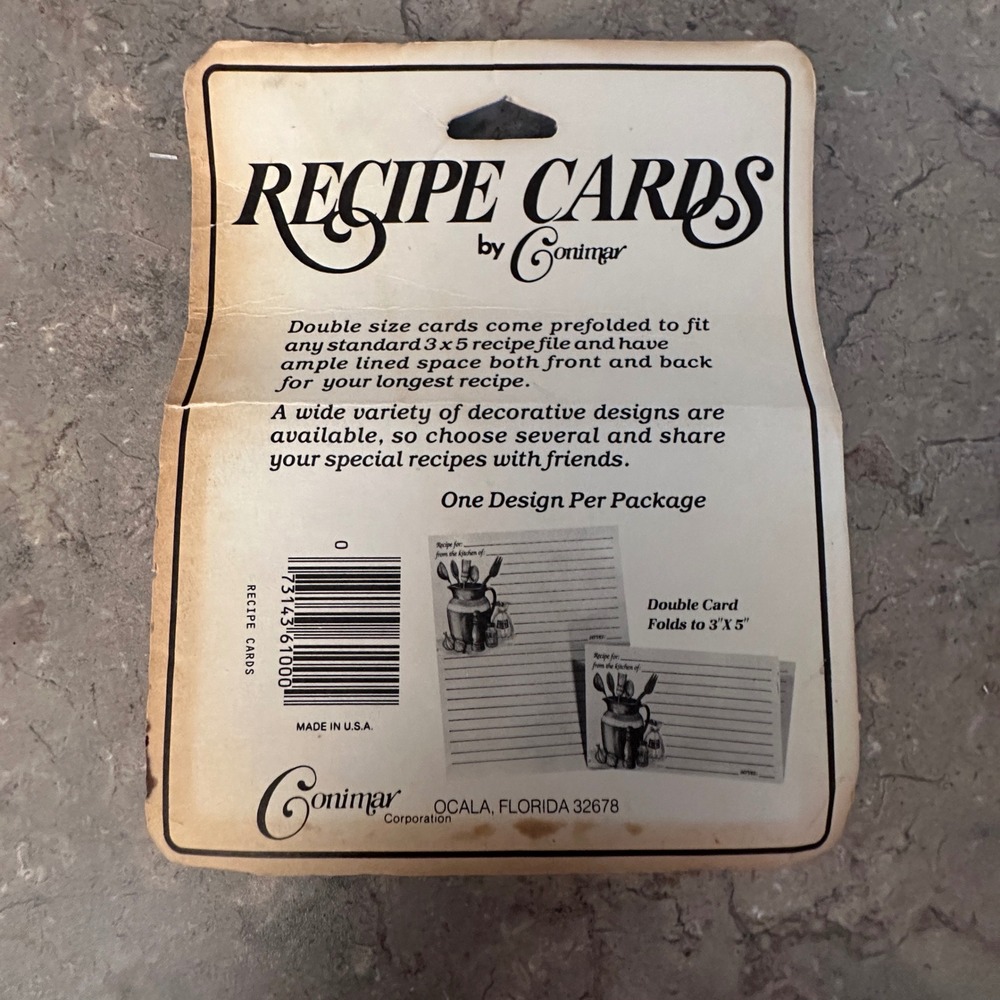 Vintage Conimar Recipe Cards 20 Double Lined 3x5 Folded Kitchen Stationery USA - Picture 3 of 6